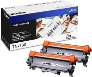 Pack of 2 TN730 Black Toner Cartridge High Yield Replacement for Brother DCP-L2550DW MFC-L2710DW L2750DW L2750DWXL HL-L2350DW L2370DW/DWXL Printer (Page Printer (Page Yield Up to 2,500 Pag