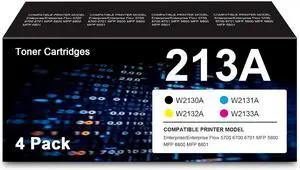 Remanufactured 213A Toner Cartridge Replacement for 213 A 213X 213Y W2130A W2131A W2132A W2133A for HP 5700 6700 6701 MFP 5800 MFP 6800 MFP 6801 Printer (4 Pack,Black Cyan Yellow Magenta)