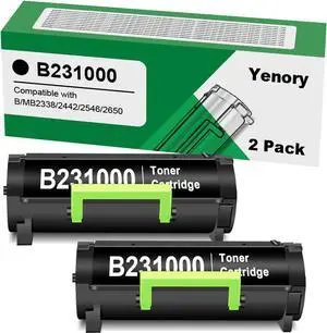 Remanufactured B231000 Black High Yield Toner Cartridge With Chip Replacement for Lexmark B231000 B241H00 Toner Cartridge for B2338 B2442 B2546 B2650 MB2338 MB2442 MB2546 MB2650 Laser Printer (2 Pack)