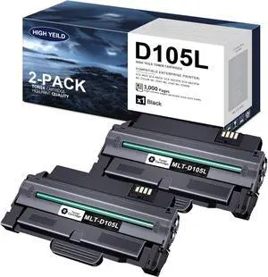 MLT-D105L D105L Toner Cartridge Replacement for Samsung MLTD105L 105L to Use with ML-2545 ML-2540 ML-2580N SCX-4623 SCX-4623F Printer Toner(Black, 2 Pack)