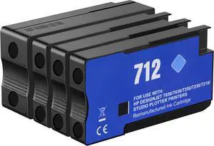 712XL 712 Ink Cartridges Replacement for HP 712 Ink Cartridges for DesignJet T210 T230 T250 T630 T650 Studio Plotter Printers, Remanufactured High Yield 712 712XL Ink Cartridges with Chip