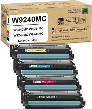 W9240MC W9241MC W9242MC W9243MC Toner Cartridge Compatible for HP W9240MC Toner Cartridge (Extra High Yield Multi Colored-4 Packs) Replacement for Color Enterprise X55745dn Printer