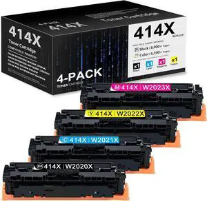 414X Toner Cartridges 4 Pack High Yield Replacement for HP 414A 414X W2020X Toner (with Chip) Work for Color Pro MFP M479fdn M479fdw M479 M454dn M454dw M454 Printer | 414X,BK/C/M/Y