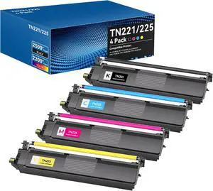 W.L.M TN221 TN225 Toner Cartridges High-Yield Compatible with HL-3140CW, HL-3150CW, HL-3170CDW, HL-3142CW, HL-3152CDW, HL-3172CDWHL-3180CDW, MFC-9140CDN Printers (4 Pack, BK/Y/M/C)