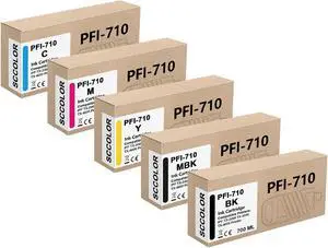 PFI-710 Ink/PFI-710 PFI710 Pigment Ink Tank Bundle Replacement for Canon PFI-710 Ink for imagePROGRAF TX-2000 TX-3000 TX-3000 MFP T36 TX-4000 TX-4000 MFP T36 Printer