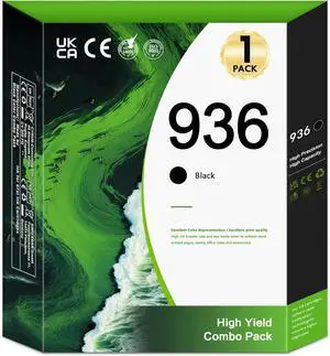 936 Ink Cartridges (1-Pack, Black) Replacement for HP 936 Black Ink for OfficeJet Pro 9122e 9110b 9125e 9128e 9130b 9135e 9730e Printers