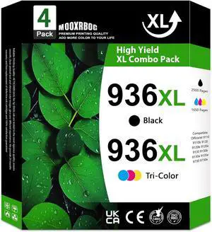 936 Ink Cartridges Combo Pack High-Yield Compatible 936XL 936e Ink Cartridge Replacement for HP 936 Ink Cartridges officelet 9110 9110b 9120 9120b 9120e 9130b 9135e (4-Pack, Black/Cyan/Magenta/Yellow)