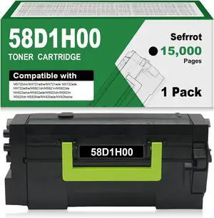 Remanufactured 58D1H00 Black High Yield Toner Cartridge Compatible for Lexmark 58D1H00 58D1U00 58D1000 58D1X00 for MS725 MS821 MS822 MS823 MS824 MS825 MS826 MX721 MX722 MX725 MX822 MX824 MX826 printer