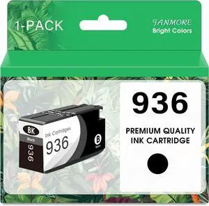 936 Black Ink Cartridge High Yield More Ink Replacement for hp 936 Ink cartridges for OfficeJet OfficeJet 9122e Pro 9110b,9125e,9128e,9130b,9135e Printer (1 Black)