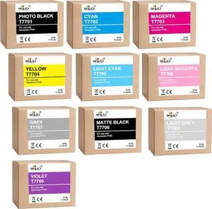 MS.R T770020-T770920 Remanufactured Ink Cartridge Replacement for T770 T770020-T770920 to use with SureColor P700 Printer (10 Pack)