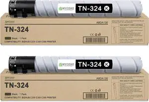 2 Pack TN324 TN324K Black Toner Cartridge : TN-324 High Yield Replacement for TN 324 Toner Cartridge for Konica Minolta Bizhub C258 C308 C368 Printer | Each 28,500 Pages , A8DA130