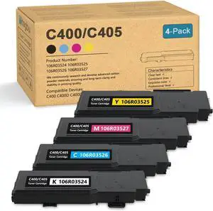 VersaLink C400 / C405 Toner Cartridge 4 Pack (BK/C/M/Y) - Extra High Capacity 106R03524 106R03526 106R03527 106R03525 Toner Set Replacement for Xerox VersaLink C405 C400 C400DN C405 C405N Printer
