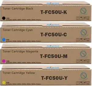 TFC50U T-FC50U High Capacity Toner Cartridge T-FC50U-K T-FC50U-C T-FC50U-M T-FC50U-Y Toner Replacement for E-Studio 2555c 3055c 3555c 4555c 5055c Printer (4-Pack Black Cyan Magenta Yellow)