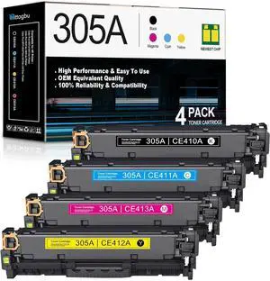 305A Toner Cartridge 4 Pack (BK/C/M/Y) CE410A CE411A CE412A CE413A Compatible 305A 305X Toner Cartridges Replacement for HP Color Pro M351a M451nw M451dn M451dw MFP M475dn M475dw M375nw Printers