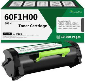 601H 60F1H00 Black High Yield Toner Cartridge - Compatible Replacement for Lexmark 60F1H00 601H Toner Cartridge Work with MX310dn MX410de MX510de MX511de MX610de MX611de Printer [10,500 Pages]