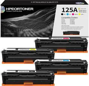4 Pack 125A BK/C/M/Y Toner Cartridge, Replacement for HP CP1215 CP1515n CP1518ni CM1312 CM1312nfi CM1312mfp Pro M125nw M127fn M201n M202dw M225dn M225dw Printer