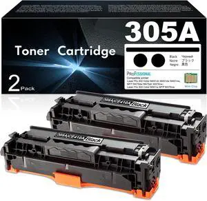 305A Black Toner Cartridge 305A CE410A M451dn Toner Cartridge Compatible Replacement for HP Laser Pro 400 Color M451dw M451dn M451nw MFP M475dw M475dn M375nw Pro 300 M375nw Printer Ink (Pack of 2)