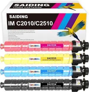 SAIDING IMC2510 IM C2510 IM C2010 Toner Cartridge High Yield 842554 842555 842556 842557 Compatible for Ricoh IM C2010 IM C2510 Printer(4-Pack)