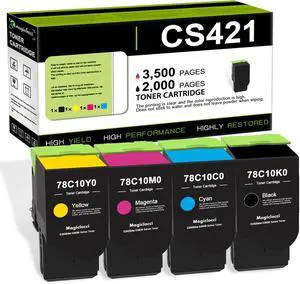 78C10K0 78C10C0 78C10M0 78C10Y0 Toner Cartridges (4Pack, 1BK/1C/1M/1Y) - Replacement for Lexmark 78C10 Toner Cartridge Work with CS421dn CS521dn CS622de CX421adn CX522ade Printer