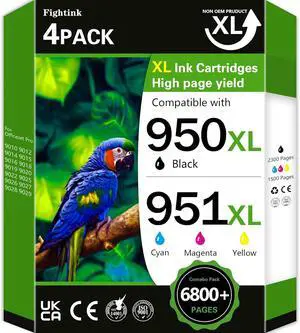 950XL and 951XL Ink Cartridges Combo Pack Compatible for HP 950 951 Ink Cartridges Combo Pack fit for OfficeJet Pro 8600 8610 8615 8620 8625 8100 276DW 251DW,4 Pack Black Cyan Magenta Yellow