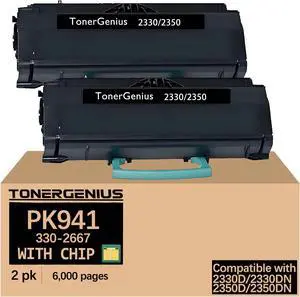PK941 330-2667 Toner Cartridges for 2330/2350 Compatible with Dell 2330D 2330DN 2350D 2350DN 2-Pack Drum with chip