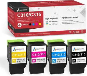 C310 C315 Toner Cartridge High Yield Set : 006R04364 006R04365 006R04366 006R04367 Replacement for Xerox C310 C310DNI C310DNIM C315 C315DNI Printer(4 Pack , Black/Cyan/Magenta/Yellow )