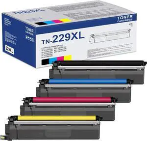 TN-229 TN229XL Toner Cartridges Replacement for Brother TN229 TN-229xl Toner Cartridges for TN-229BK/C/M/Y High Yield, TN2294PK -Black, Cyan, Magenta, Yellow Toner (MFC-L3720CDW)