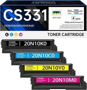 CS331 CX331 Toner Cartridge 4-Pack - Replacement for 20N10K0, 20N10C0, 20N10M0, 20N10Y0 | Compatible with Lexmark CS331, CS431, CX331, CX431 Printers (BK/C/M/Y)