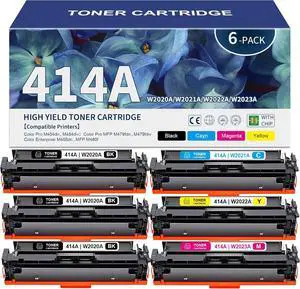 6 Pack 414A Toner Cartridges Replacement for HP 414A 414X W2020A W2021A W2022A W2023A for Color Pro MFP M479fdn M479fdw M480f M454dn M454dw M455dn Printer Toner (3Black Cyan Magenta Yellow)