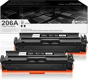 206A Black Toner Cartridge Replacement for HP 206A W2110A Toner for Color Laser Pro MFP M283fdw M283cdw M283fdn M282nw Color Laser Pro M255dw M255nw M283 M282 M255 Series Printer (2 Pack)