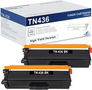 TN-436 TN436 Black Toner Cartridge 2-Pack, Replacement for Brother TN436BK TN-436BK for HL-L8360CDW MFC-L8900CDW HL-L8260CDW MFC-L8610CDW HL-L8360CDWT Toner Printer (Approximately 6,500 Page)