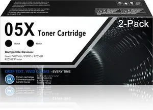 05X High Yield Toner Cartridges Replacement for CE505X 05X Toner Compatible with P2055dn P2055 P2055D P2055X Printer(Black, 2Pack)