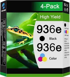 936e Ink Cartridges Combo Pack Replacement for HP 936XL Ink Cartridges Work with OfficeJet 9122e OfficeJet Pro 9110b 9125e 9128e 9130b 9135e OfficeJet Pro Wide Format 9730e (4-Pack BK/C/M/Y)