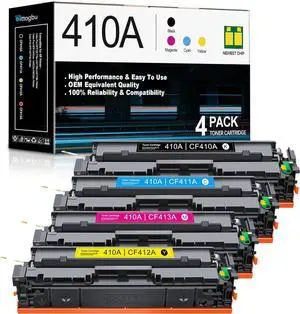 410A Toner Cartridge Compatible 4 Pack 410A 410X Toner Cartridges Replacement for HP Color Pro MFP M477fnw M477fdw M477fdn M452nw M452dn M452dw M377dw Printers (BK/C/M/Y)