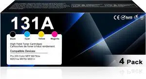 131A High Yield Toner Cartridge 4 Pack Replacement for 131A 131X Toner Cartridge to use with Laser Pro 200 Color MFP M276nw M251nw M276n M251n Printer ((Black Cyan Yellow Magenta 4Pack)