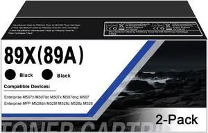 89X 89A Toner Cartridges (2-Pack, 2Black) - Compatible 89X 89A Toner Cartridges Replacement for Enterprise M507n M507dn M507x M507dng MFP M528dn M528f M528c M528z M507 M528 Series Printer