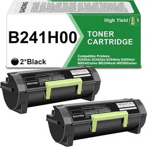 B241H00 Black Toner Cartridge High Yield with New Chip Compatible for Lexmark B241H00 B2442 B2546 B2650 MB2442 MB2546 MB2650 Laser Printer(2-Pack)