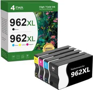 962XL Ink Cartridges Combo Pack Replacement for HP 962 962 XL Ink Cartridge Works for HP OfficeJet Pro 9015 9010 9010e 9025 9014e 9015e 9018 9018e 9019e 9020 9022e 9025e Printer (4-Pack, BK/C/M/Y)