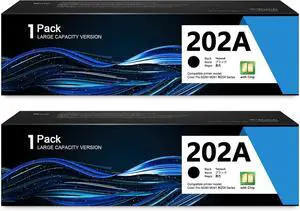 202A CF500A Black Toner Cartridge 2 Pack Works with Color Pro MFP M280nw M281fdn M281fdw M281cdw M254dw M254nw Series Printer | CF500A with Chip