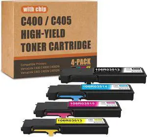 C400 C405 High Capacity Toner Cartridge (4-Pack) 106R03512 106R03514 106R03515 106R03513 for VersaLink C400 C400D C400DN C405 C405N C405DN Printer Replacement for Xerox C400 C405 Toner Cartridge