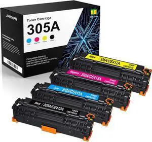 305A Toner Cartridges 4-Pack (C/M/Y/K) with Chip - Compatible 305A 305X Toner Cartridges Replacement for HP Laser Pro 400 M451dn M451nw M451dw MFP M475dn Pro 300 M375nw Printer
