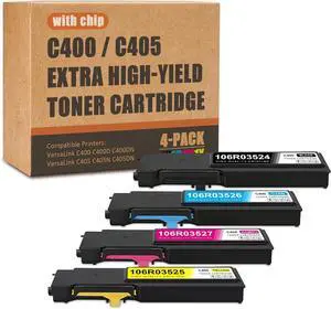 C400 C405 Extra High Capacity Toner Cartridge 4Pack: 106R03524 Black 106R03526 Cyan 106R03527 Magenta 106R03525 Yellow Replacement for VersaLink C400 C400D C400DN VersaLink C405 C405N C405DN Printer