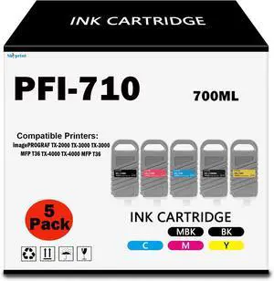 PFI-710 PFI710 Pigment Ink Tank Bundle Replacement for Canon PFI-710 Ink Cartridges for Canon imagePROGRAF TX-2000 TX-3000 TX-4000 Printer Ink