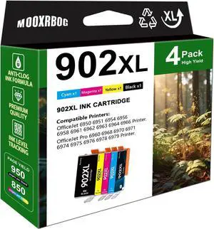 902XL Ink Cartridges Combo Pack Replacement for HP Officelet 6954 6958 6962 Officelet Pro 6968 6975 6978 Printers Black Cyan Magenta Yellow 4Pack