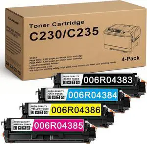 C230 C235 Toner Cartridges Set with Chip Replacement for Xerox C230 C230DN C230DNI C235 C235DN C235DNI Printers,006R04383 006R04384 006R04385 006R04386 (4-Pack, BK/C/M/Y)