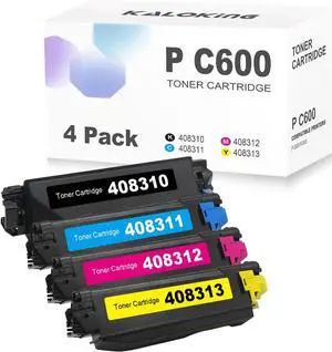 KALOKING Remanufactured PC600 High Capacity Toner Cartridge Compatible Replacement for 408310 408311 408312 408313 for Ricoh Savin Lanier P C600 PC600 Printer (4 Pack,BK C Y M)