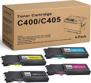 C400 C405 Toner Cartridges Set with Chip Replacement for Xerox C405 C400 C400D C400DN C405 C405DN C405N Printer, 106R03512 106R03513 106R03514 106R03515 (4-Pack, BK/C/M/Y)