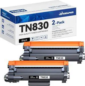 TN830 TN-830 Balck Toner Cartridge Replacement for Brother TN830XL TN830 Toner Cartridge with for HL-L2460dw DCP-L2640DW HL-L2405W MFC-L2820DW HL-L2420DW Printer (2 Black)