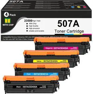 507A Toner Cartridge high Yield Replacement for HP 507A CE400A for M551 M551dn M551n M551xh M575 M575dn M575F 575c M570 M570dn 570dw Printer (4-Pack, Black, Cyan, Yellow, Magenta)