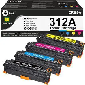 312A Toner Cartridge high Yield Replacement for HP 312A 312X M476dw M476dn M476nw Printer (4-Pack, Black, Cyan, Yellow, Magenta)